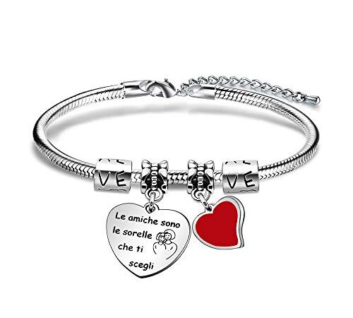 Angelra Regali di Amicizia Braccialetto Donna Bracciale Amici"le amiche sono le sorelle che ti scegli" Ciondolo Argento con Incisione per Natale