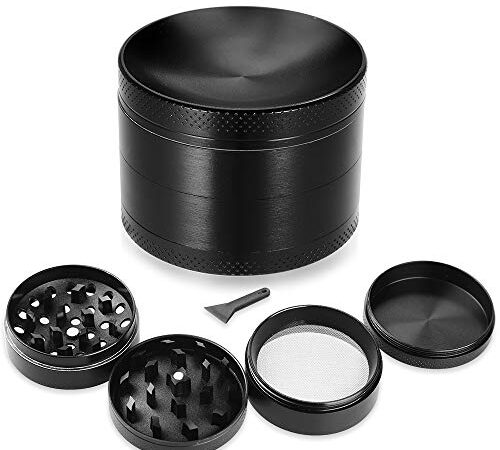 Anpro Macinaspezie Macinapepe Versatile Portatile per Spezie Erba Tabacco con Portello di Gabinetto, Herb Grinder Multifunzionale 55mm