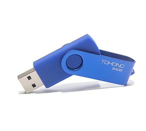 Chiavetta USB 64GB, Pen Drive USB 64GB Girevole Flash Drive 64GB Thumb Drive Memoria Stick per Archiviazione Backup (Blu)