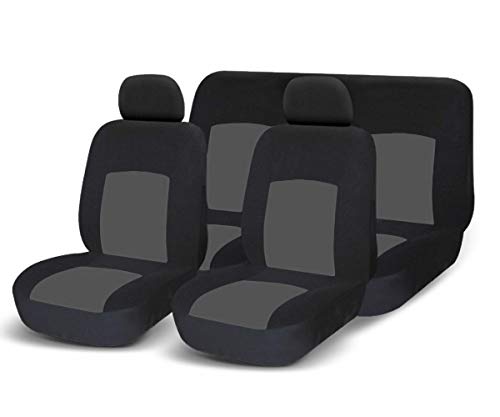 COPRISEDILI UNIVERSALI per Auto Kit Anteriore E Posteriore Vari colori Soft Confortevole Traspirante Protezione per Sedili Auto (Grigio/Nero)