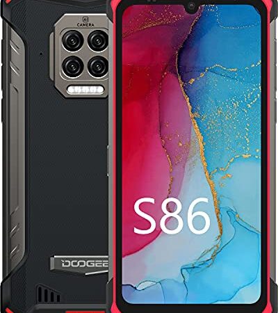 DOOGEE S86 Rugged Smartphone 8500 mAh Grande Batteria, Ricarica Rapida da 24W,6 GB +128 GB, Telefono Cellulare con Altoparlante da 2W,6.1"HD+, 4G Dual SIM, IP68/IP69K,Helio P60 16MP NFC,Rosso