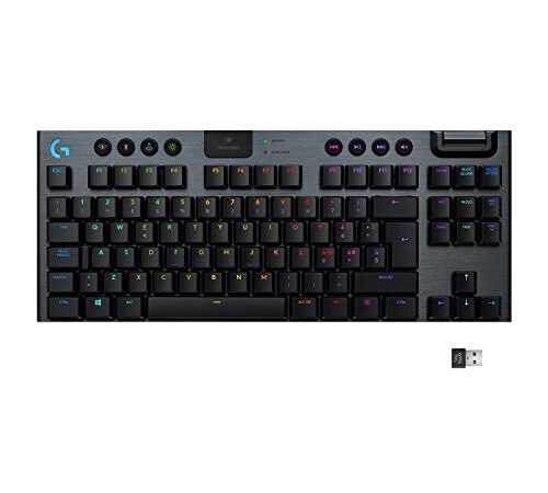 Logitech G915 LIGHTSPEED TKL Tastiera Gaming Wireless Meccanica Tenkeyless, Profilo Ribassato, GL-Tactile Switches, LIGHTSYNC RGB, Design Ultrasottile, +40 ore Durata Batteria, QWERTY US Layout, Nero