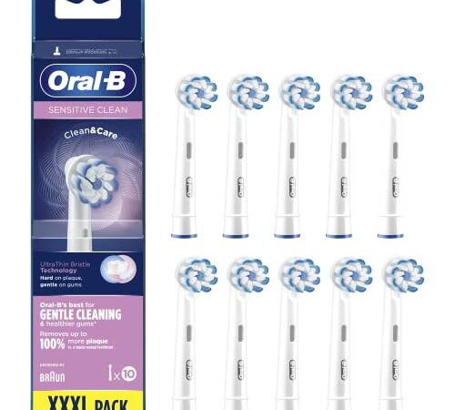 Oral-B Sensitive Clean, Testine Clean & Care per spazzolino elettrico, Fino al 100% di rimozione della placca dentale, Bianco, Confezione da 10 pezzi