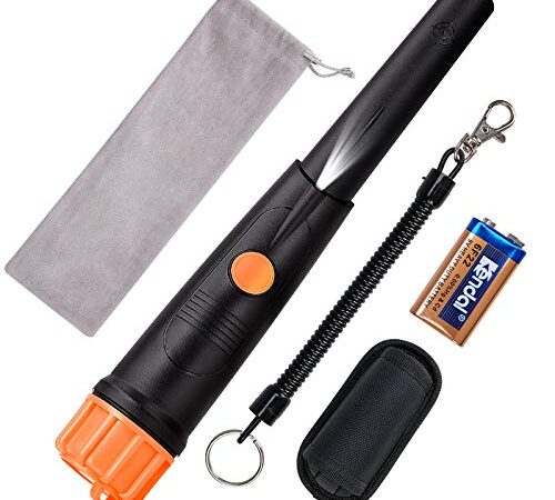 Pinpointer Metal Detector - SUNPOW impermeabile portatile a 360° con luce LED e batteria 9V per caccia al tesoro oro, suono e vibrazione di tre modalità ad alta sensibilità