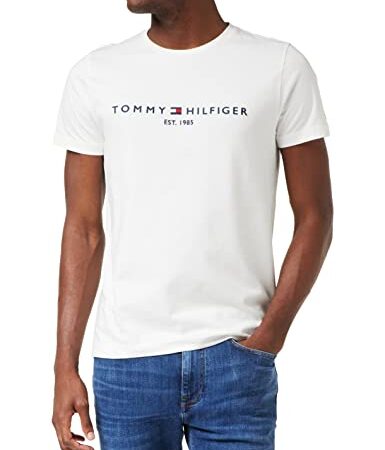 Tommy Hilfiger Logo, Maglietta Uomo, Bianco (Snow White 118), M