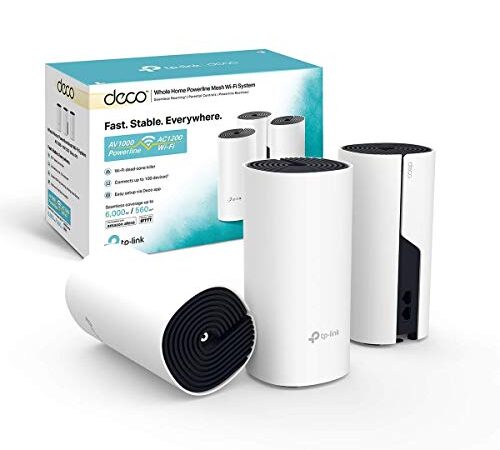 TP-Link Deco P9 Hybrid WiFi Mesh con Powerline, WiFi AC1200 + Powerline AV1000, Adatto per Edifici Storici con Muri Spessi, Pacchetto da 3 Unità Fino a 560 ㎡, Compatibile Alexa