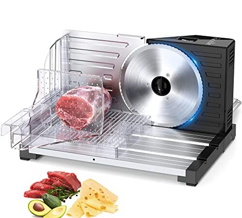 Affettatrice Elettrica Da Casa ,Coottifo Affettatrice Piccola Con Lama In Acciaio Inox,Spessore Regolabile 0-18 MM, Affettatrice Professionale Per Carne, Pane, Verdura, 160 W