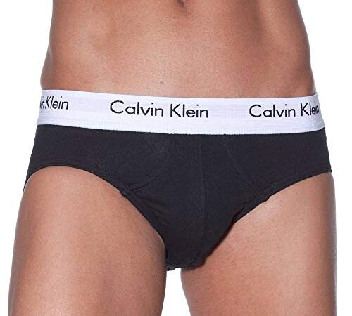 Calvin Klein Hip Brief 3Pk Boxer Corti, Nero (Black/Grey), M (Pacco da 3) Uomo