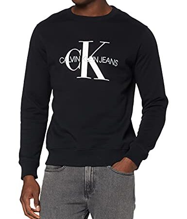 Calvin Klein Iconic Monogram Crewneck, Felpa, Uomo, XS, Nero (Ck Black)