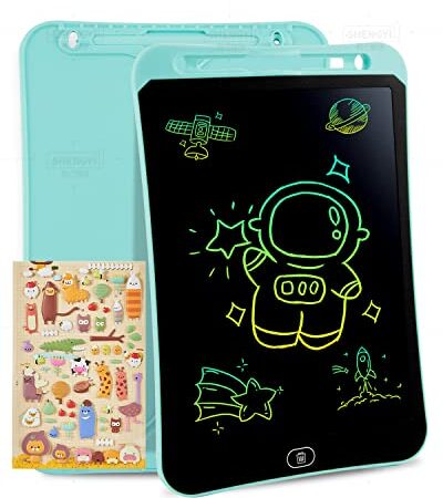 Genialba Tavoletta Grafica LCD Scrittura Colorato 10 Pollici, Lavagna da Disegno Cancellabile Portatile, Regalo Bambini, Tavoletta Grafica per Giochi Bambini 2 3 4 5 6 7 Anni Ragazze (Blu)