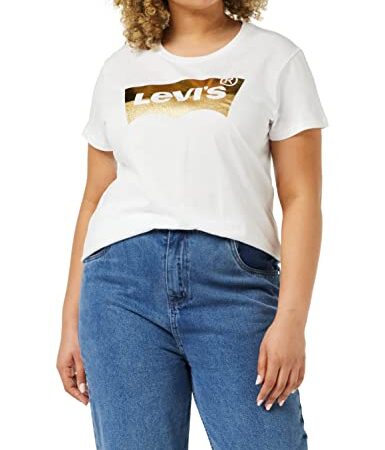 Levi's The Perfect Tee Maglietta, Hsmk Powder Print (Gold) White, M Donna