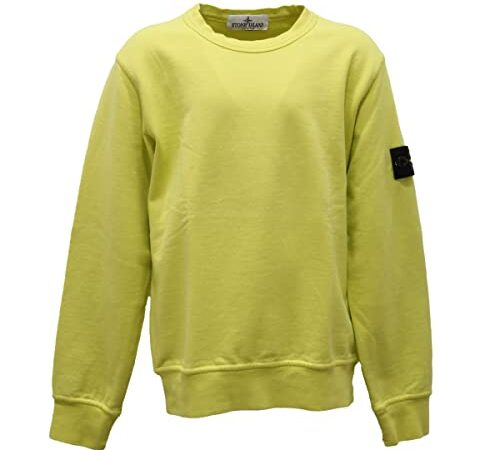 Stone Island 9415AI felpa bimbo boy kids cotton sweatshirt fluo yellow-8 YEARS