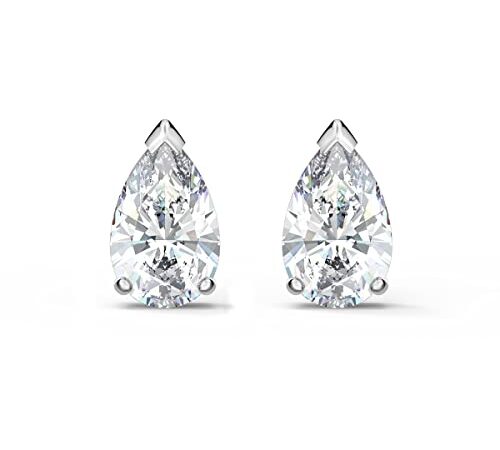 Swarovski Orecchini a lobo Attract, Cristalli taglio Pear, Bianchi, Placcato rodio