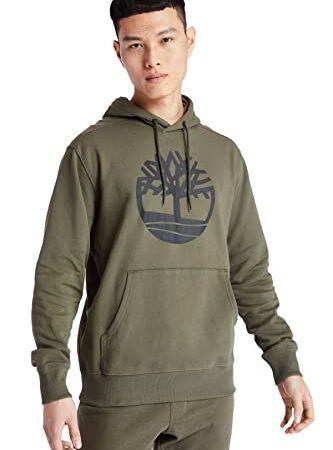 Timberland Felpa con Cappuccio da Uomo con Logo Albero in Verde Scuro TB0A2BJHZ281 Medium