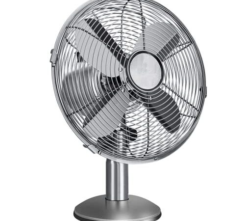 Ventilatore da tavolo 34,5 cm, ventilatore con 3 livelli di velocità, oscillazione 75°, robusto alloggiamento in metallo, estate, ufficio, camera da letto