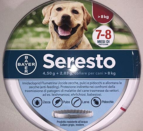 1 Collare Seresto di Bayer per cani oltre 8 Kg antipulci e zecche 70 cm