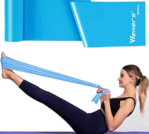 Bande Elastiche Fitness, 1,5 m Fasce Elastiche, Fascia Elastica Esercizi Ideale per Yoga, Pilates, Allenamento di Forza e Flessibilità ( Blu, 0.35 mm)