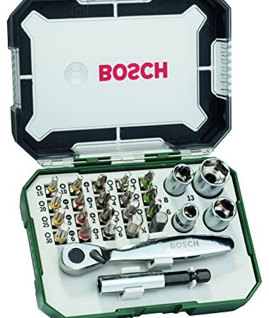 Bosch Professional Set Di Punte Per Cacciavite E Cricchetto Bosch Da 26 Pezzi, Multicolore