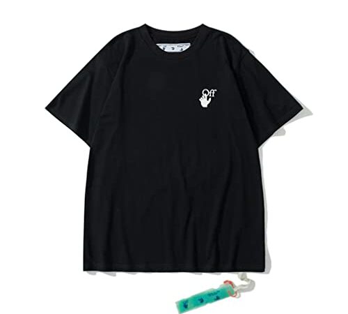 GBER Oversize Manica Corta, off White Gradiente Diagonale Freccia off Logo t-Shirt a Maniche Corte Uomini e Donne OW Camicia a Mezza Manica per Uomo/Donna/Coppia (Black,M)