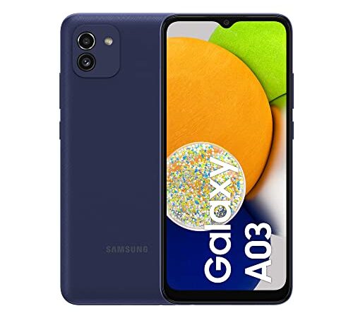 Samsung Galaxy A03 Smartphone Android 6,5 Pollici, Display Infinity-V HD+, 4 GB di RAM e 64 GB di Memoria Interna Espandibile, Batteria 5.000 mAh, Awesome Blue