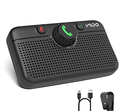 YMOO MK02 Altoparlante per auto bluetooth 5.0, Altoparlante wireless con CVC8.0 Chiamate in vivavoce con cancellazione del rumore integrata, Supporta la navigazione vocale Siri assistente Google