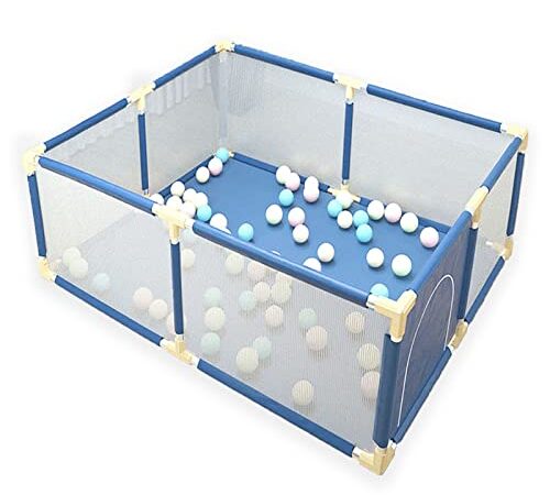 Box Bambini, 120x120x65cm Box per Bambini, Base Antiscivolo e Rete Traspirante Recinzione per Bambini, Ampio Parco Giochi di Sicurezza Impermeabile in Tessuto Oxford - Blu