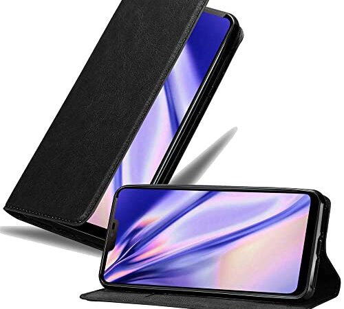 Cadorabo Custodia Libro per LG G7 ThinQ in NERO DI NOTTE - con Vani di Carte, Funzione Stand e Chiusura Magnetica - Portafoglio Cover Case Wallet Book Etui Protezione