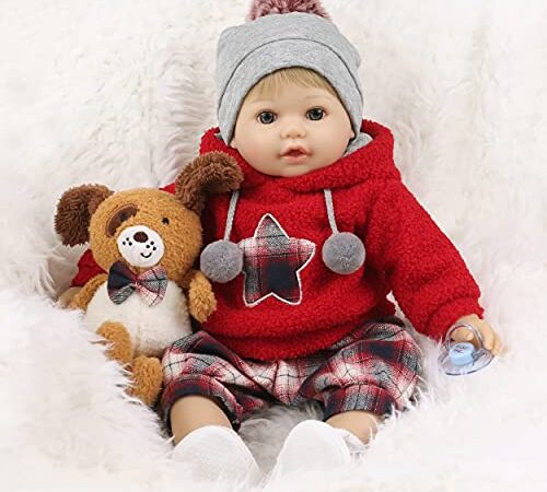 haveahug Reborn Bambole 56cm Baby Doll, capelli biondi con costume da nuvola e accessori giocattolo per bambini dai 3 anni in su (Rosso)