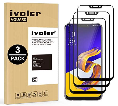 iVoler [3 Pack] Pellicola Vetro Temperato per ASUS Zenfone 5 ZE620KL 6.2 Pollici/ASUS Zenfone 5Z ZS620KL 6.2 Pollici, [Copertura Completa] Pellicola Protettiva, Protezione per Schermo