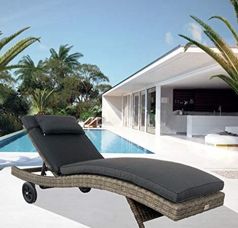 Luxurygarden - Lettino Prendisole da Giardino per Piscina da Esterno in Rattan Sintetico Andresa cm. 200x74x30