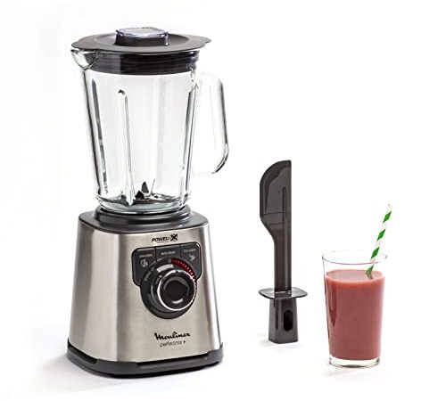 Moulinex LM811D PerfectMix + Frullatore Elettrico con Tecnologia Powelix, 1200 W, 1.5 Litri, 45 Decibel, Blender Frullatore Tritatutto Multifunzione con 3 Programmi e Vaso in Vetro Termoresistente