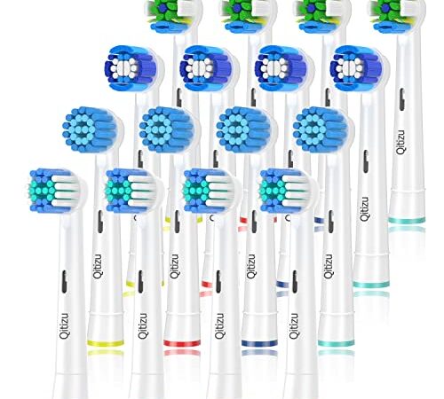 Qitizu Itechnik Testine Compatibile con Braun Oral b Spazzolini Elettrici, Testine di Ricambio per Oral-B Include 4 Precision, 4 Floss, 4 Cross e 4 Sensitive-16pzs