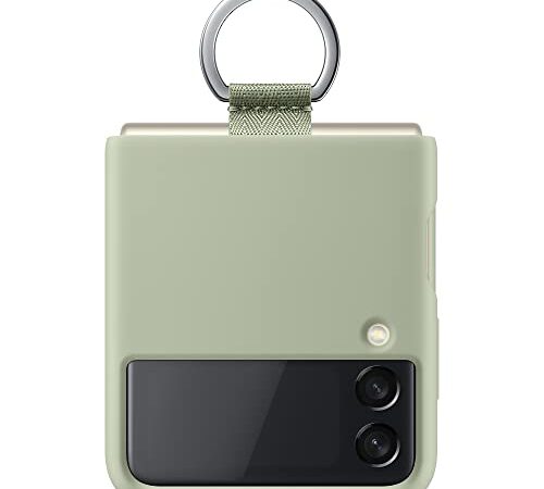 Samsung Silicone Cover with Ring custodia con anello per Galaxy Z Flip3 5G, Olive Green