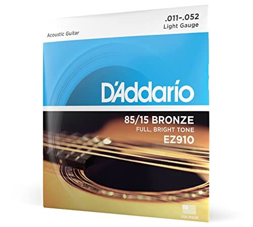 D'Addario Corde Chitarra Acustica | Corde per Chitarra Acustica | Corde Acustica | EZ910 Set Corde Acustica Ez Great American, Bronzo, 11-52