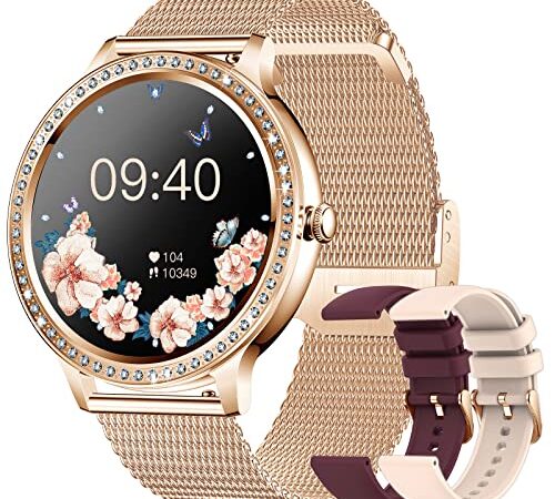 Orologio Smartwatch Donna Risponde alle Chiamate in Vivavoce, 1,32'' HD Touchscreen Orologio Tracker Fitness con Risposta Cardiofrequenzimetro Monitor Sonno Contapassi Smart Watch per Android IOS