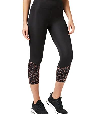 Amazon Essentials Leggings Sportivi Corti Donna, Nero/Pesca, Fantasia Geometrica, 44