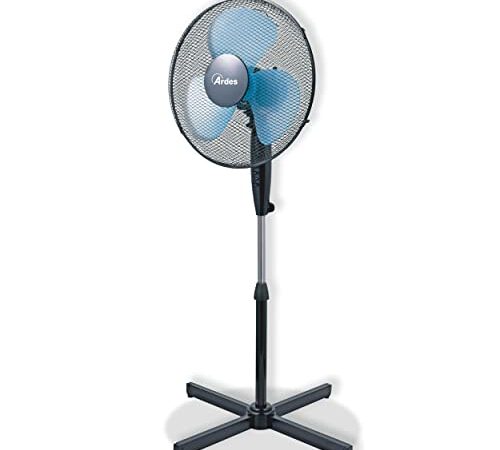 ARDES | AR5EA40P Ventilatore a Piantana Potente Silenzioso 3 Pale 40 cm Oscillante con Altezza e Inclinazione Regolabile Ventilatore a Stelo Ardes 3 Velocità Modello