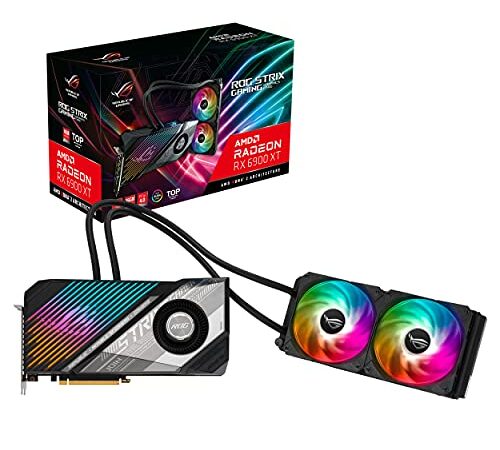 ASUS ROG Strix LC AMD Radeon RX 6900XT Top Edition Scheda Grafica, AMD RDNA 2, PCIe 4.0, 16GB GDDR6, HDMI 2.1, DisplayPort 1.4a, Raffreddamento a Liquido, Radiatore 240mm, Tubi da 600mm, RGB, Nero