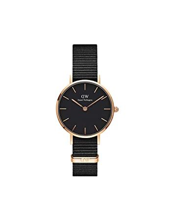 Daniel Wellington Petite Cornwall Orologio Donna, 28mm, in NATO, Nero/Oro Rosato