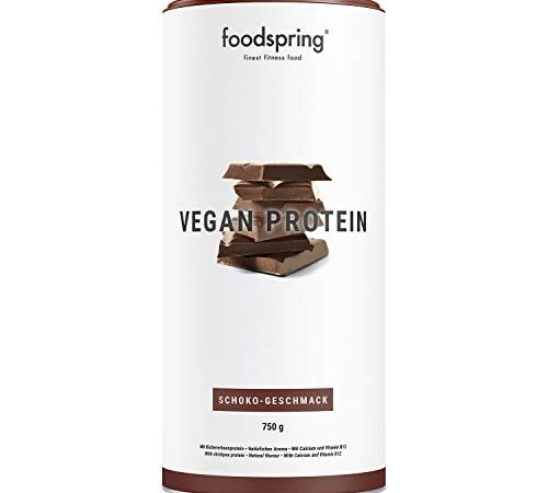 foodspring Proteine Vegane, Cioccolato, 750g, Proteine da pisello, Ceci, Canapa e girasole, Potere vegetale per muscoli di acciaio