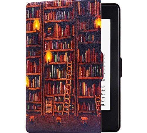 Huasiru Pittura Custodia Copertura per Kindle Paperwhite - NON adatta per il modello Kindle Paperwhite 2018/2021 (10ª/ 11ª generazione), Biblioteca