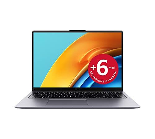 HUAWEI Matebook D16 Laptop, Eye Comfort FullView Display Notebook PC Portatile da 16 pollici, Intel Core i5-12450H, 16 GB RAM+512 GB SSD, Windows 11, Space Gray, + estensione garanzia di 6 mesi