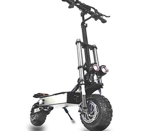 HWWH Monopattino Elettrico Adulti Sterrato Potente Scooter Elettrico Per Adulto Doppio Motore Pneumatico Tubeless Fuoristrada da 11 pollici Batteria al Litio 60V 40Ah Doppia Sospensione Carico 400 kg