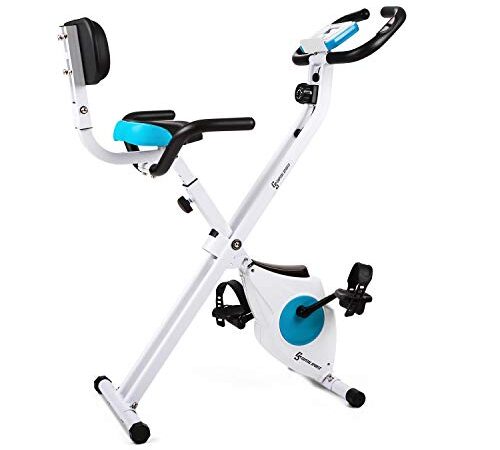 Klarfit Azura M - Ergometro, Cyclette, Cardio-Bike, Training-Computer, Resistenza Regolabile 8 Stadi, Regolatore da Polso, Disply LCD, Resistenza Max. 100 kg, Bianco, Schienale + Braccioli