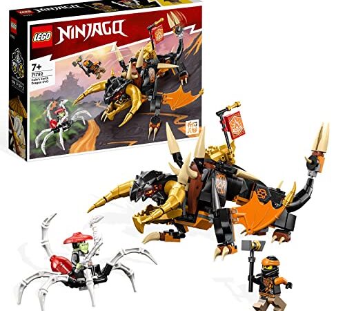 LEGO 71782 NINJAGO Drago di Terra di Cole - EVOLUTION, Drago Giocattolo Potenziabile per Bambini con Figura di Scorpione da Battaglia e 2 Minifigure