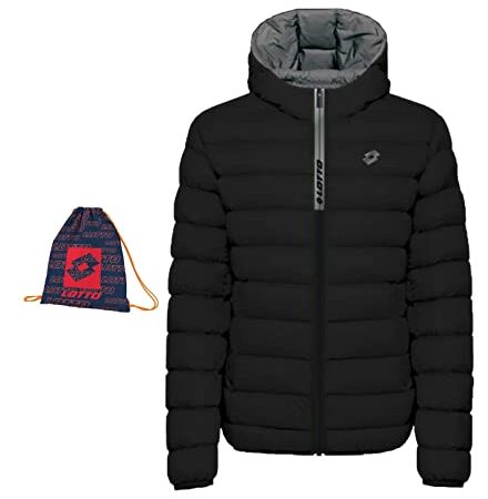 Lotto Piumino Uomo + Sacca - Piumino Uomo Invernale - Giubbotto Uomo 110 Grammi 4 Stagioni Trapuntato Imbottito - Giacca Uomo (149150...Black + Sacca, XL)