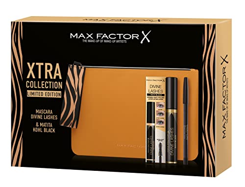 Max Factor, Confezione Regalo Donna Xtra Collection Limited Edition, Pochette Jungle Trend con Mascara Divine Lashes e Matita Occhi Kohl Kajal Colore Nero