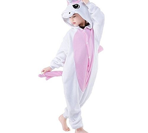 Mescara Pigiama Kiguruma Tuta Abbigliamento da Notte Cosplay Costume Costume Unicorn per Bambino Unisex - Rosa Taglia 115