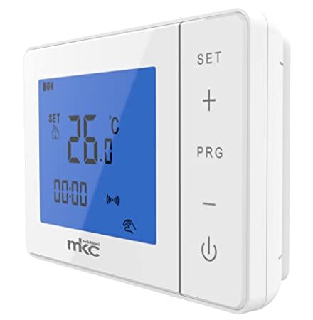 MKC Cronotermostato Digitale MK-683 con programmazione Settimanale a Batteria, Design elegante e Display Retroilluminato adatto per Caldaia Murale