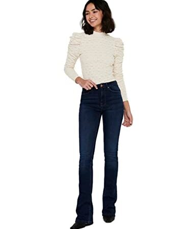 Only Onlpaola HW Flare BB Azgz878 Noos, Blu Jeans Scuro, M/34 Donna